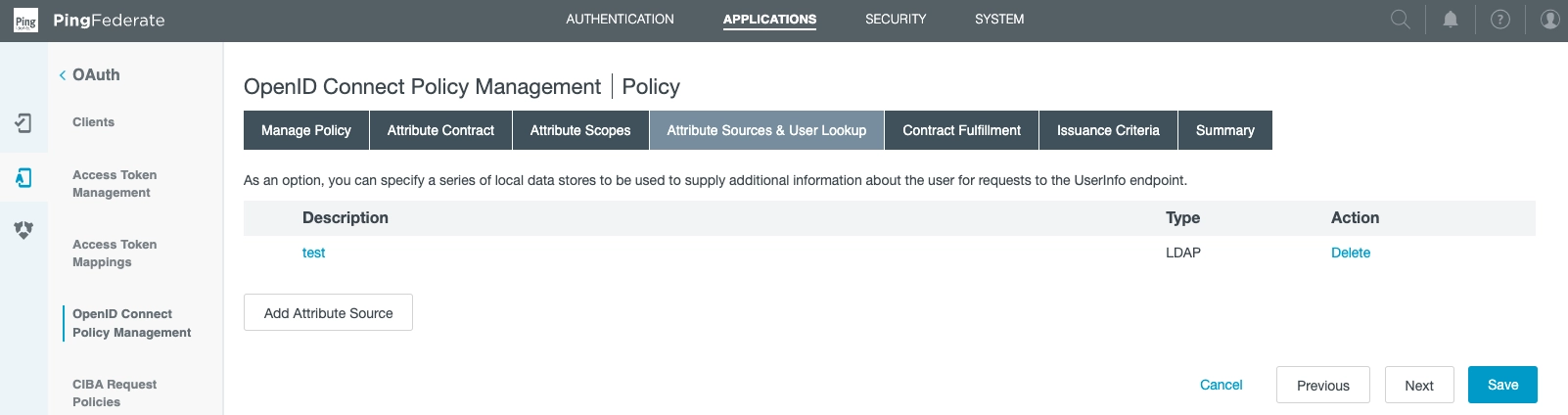 PingFederate, Attribute Sources & User Lookup ui