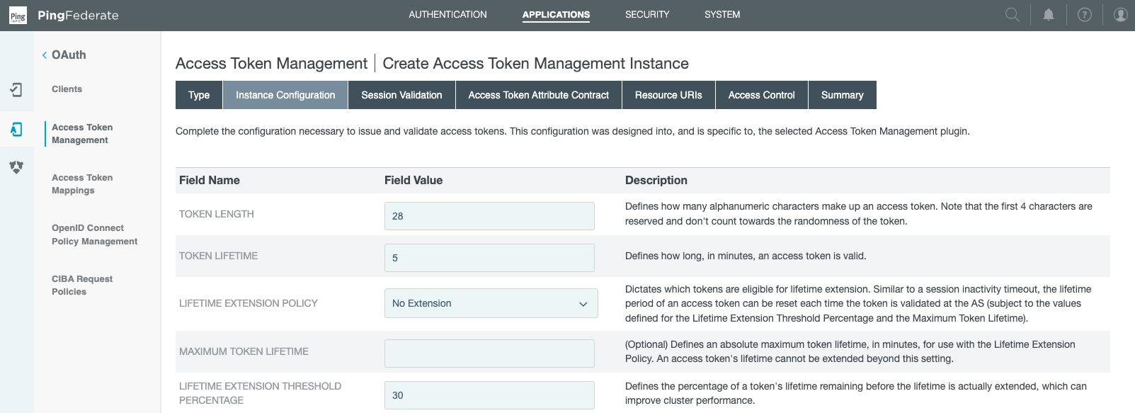 PingFederate, access token management UI